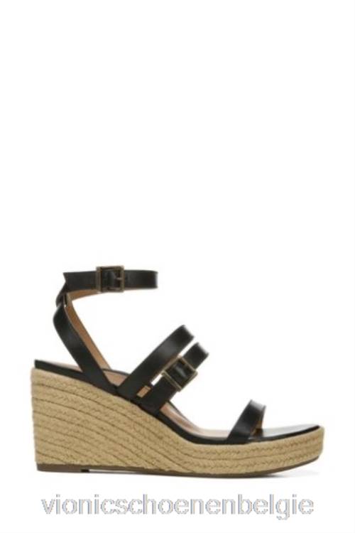 Vionic Sabina zwarte leren sandalen met enkelbandje ZND81506Vionic chaussures