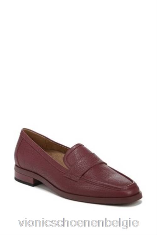 Vionic Shiraz rood getrommeld leren sellah slip-on schoenen ZND81597Vionic chaussures belgique