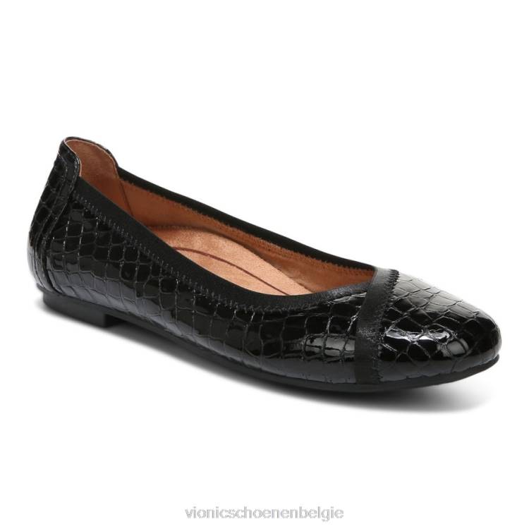 Vionic Caroll ballet plat ZND81244 zwarte krokodil Vionic verkooppunten