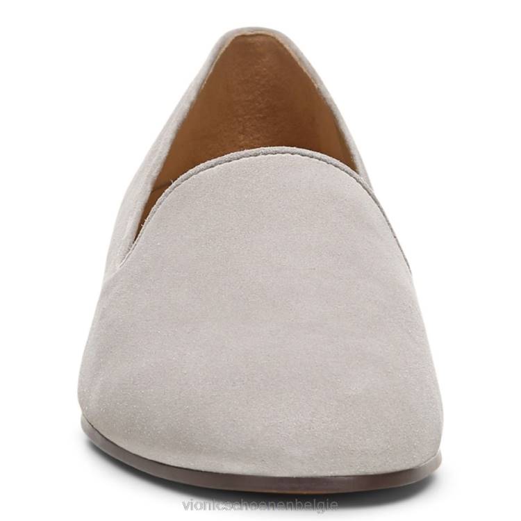 Vionic Willa glijdt plat aan ZND81215 donker taupe suède Vionic schoenen