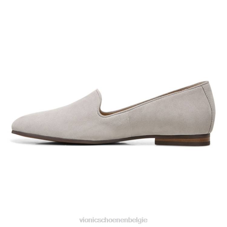 Vionic Willa glijdt plat aan ZND81215 donker taupe suède Vionic schoenen
