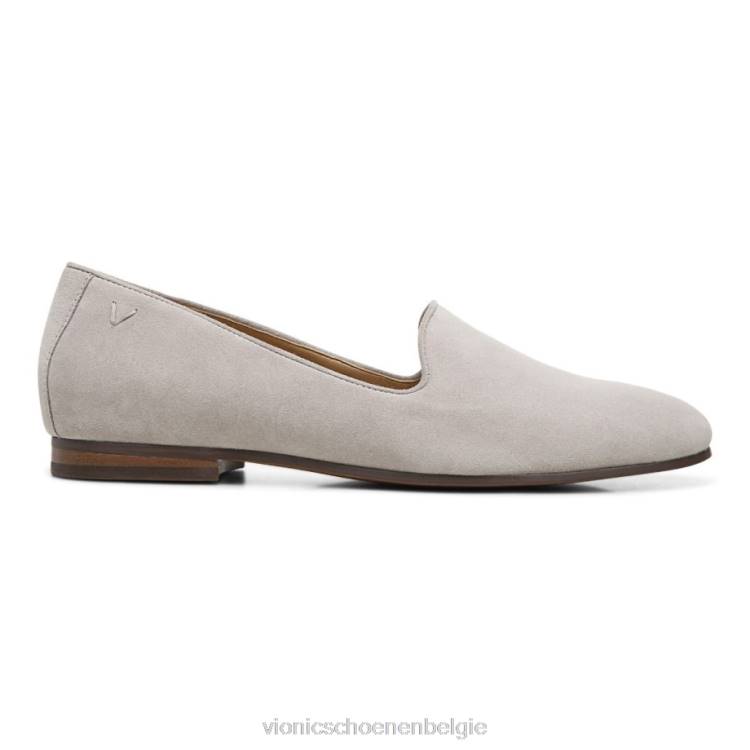 Vionic Willa glijdt plat aan ZND81215 donker taupe suède Vionic schoenen