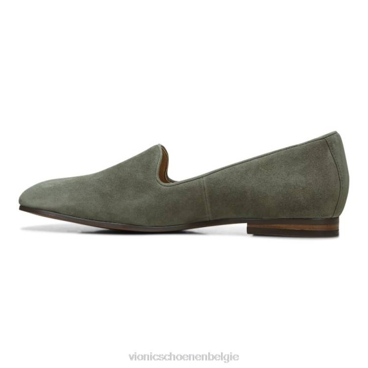 Vionic Willa glijdt plat aan ZND81222 olijf suède Vionic schoenen