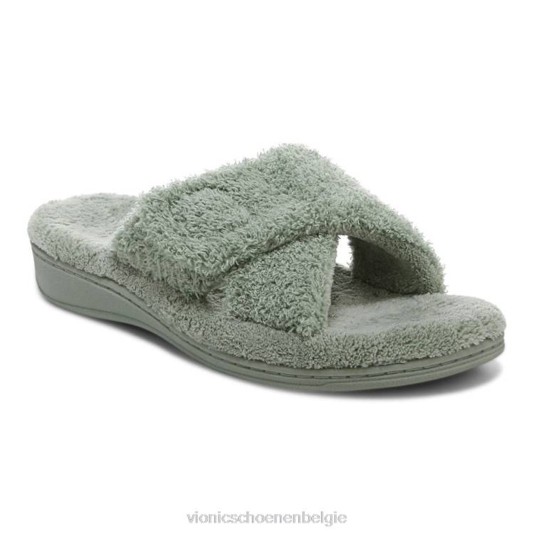 Vionic relaxte pantoffels ZND8702 basilicum gekrulde badstof Vionic belgie