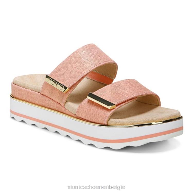 Vionic brandie platte sandaal ZND8918 papaya linnen Vionic chaussures belgique