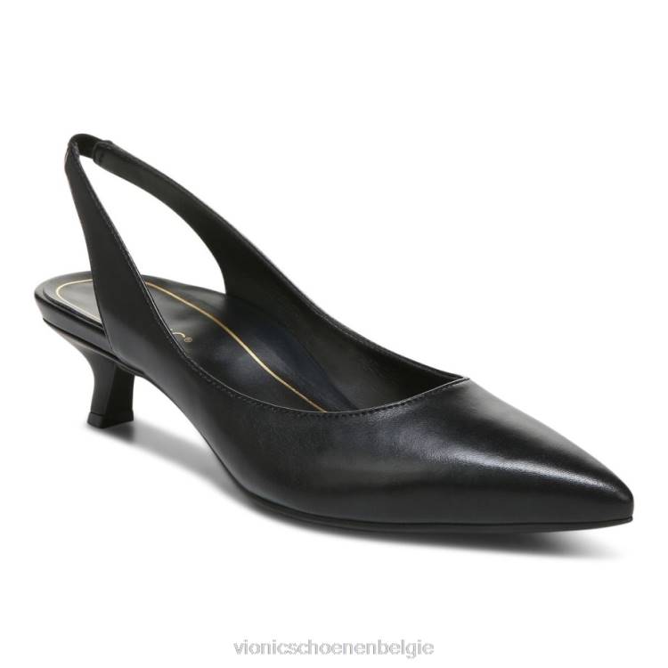 Vionic ziva kitten hak ZND8877 zwart leer Vionic sandals