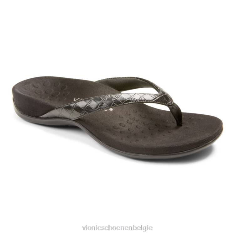 Vionic Dillon teensandaal ZND81362 zwarte krokodil Vionic chaussures belgique