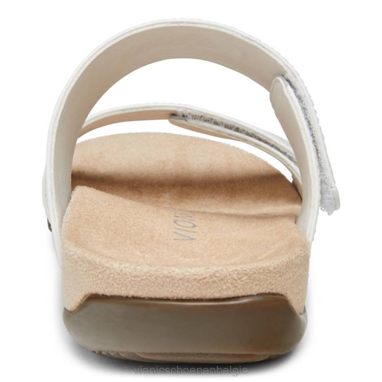 Vionic randi slide sandaal ZND8227 wit leer Vionic chaussures belgique